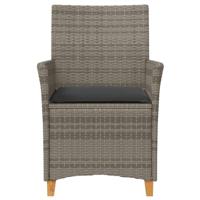 Tuinstoelen 2 st met kussens poly rattan en massief hout grijs - thumbnail
