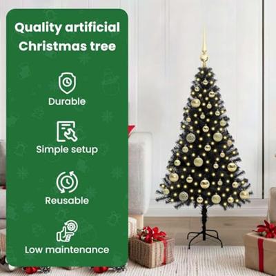 VidaXL Kerstboom met 150 led met standaard zwart 120 cm pvc VidaXL Kerstboom met 150 led met standaard zwart 120 cm pvc