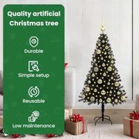 VidaXL Kerstboom met 150 led met standaard zwart 120 cm pvc - thumbnail