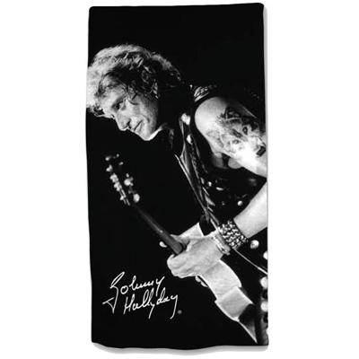 Aymax strandlaken Johnny Hallyday 75 x 150 cm zwart/grijs