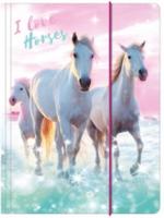 I Love Horses elastomap meisjes 31,5 x 23,5 cm roze/wit - thumbnail