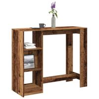 Bartafel met schap 124x46x103,5 cm bewerkt hout oud houtkleurig - thumbnail