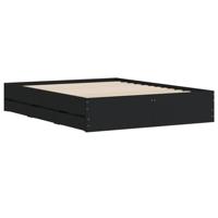 Bedframe met lades bewerkt hout zwart 150x200 cm - thumbnail