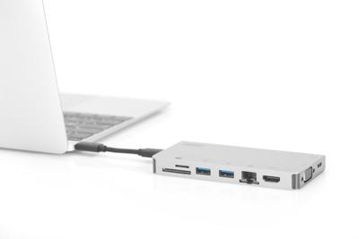 Digitus DA-70866 notebook dock & poortreplicator Bedraad USB 3.2 Gen 2 (3.1 Gen 2) Type-C Zilver