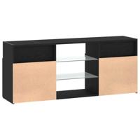 Tv-meubel met LED 120x30x50 cm bewerkt hout zwart eiken - thumbnail