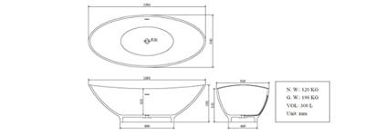 Wiesbaden Solid Surface vrijstaand bad type 2 1860x820x590 Wiesbaden Solid Surface vrijstaand bad type 2 1860x820x590