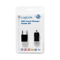 LogiLink PA0076 USB-oplader 1x USB-A Zwart Binnen, Auto - thumbnail