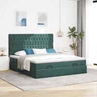 Ottoman bed met matrassen 180x200cm fluweel donkergroen - thumbnail