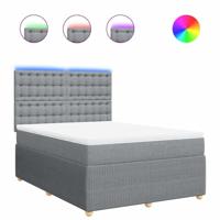 Boxspring met matras stof lichtgrijs 140x190 cm - thumbnail