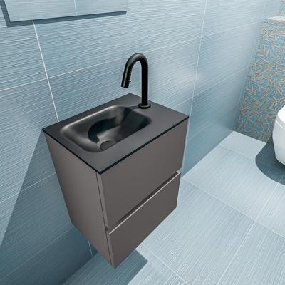 MONDIAZ ADA 40cm toiletmeubel dark grey. LEX wastafel urban links 1 kraangat
