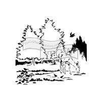 The Crafter's Workshop • template 15x15cm deer in woods - thumbnail