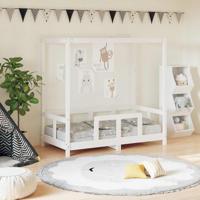 Kinderbedframe 70x140 cm massief grenenhout wit - thumbnail