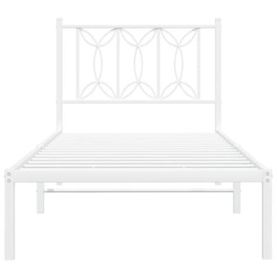 Bedframe met hoofdbord metaal wit 75 x 190 cm Bedframe met hoofdbord metaal wit 75 x 190 cm