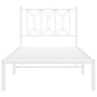 Bedframe met hoofdbord metaal wit 75 x 190 cm - thumbnail