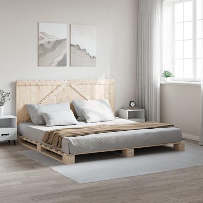 Bedframe met hoofdbord massief grenenhout 200x200 cm