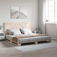 Bedframe met hoofdbord massief grenenhout 200x200 cm - thumbnail