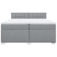 Boxspring met matras stof lichtgrijs 200x200 cm - thumbnail