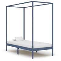 Hemelbedframe massief grenenhout grijs 100x200 cm - thumbnail