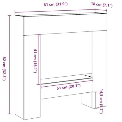 Haardombouw 81x18x82 cm bewerkt hout gerookt eikenkleurig Haardombouw 81x18x82 cm bewerkt hout gerookt eikenkleurig