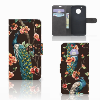 Motorola Moto G5 Telefoonhoesje met Pasjes Pauw met Bloemen Motorola Moto G5 Telefoonhoesje met Pasjes Pauw met Bloemen