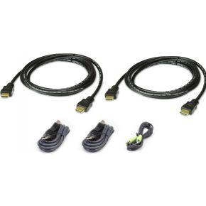 ATEN KVM Aansluitkabel [1x HDMI-stekker, USB-A 2.0 stekker, Jackplug male 3,5 mm - 1x HDMI-stekker, Jackplug male 3,5 mm, USB 2.0 bus B] 1.80 m Zwart