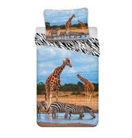 Safari Dekbedovertrek Giraffe & Zebra 140 x 200 cm 70 x 90 cm - Katoen - thumbnail