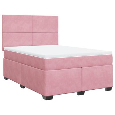 Boxspring met matras fluweel roze 180x200 cm