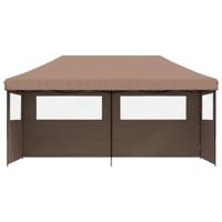 Partytent inklapbaar pop-up met 3 zijwanden bruin - thumbnail