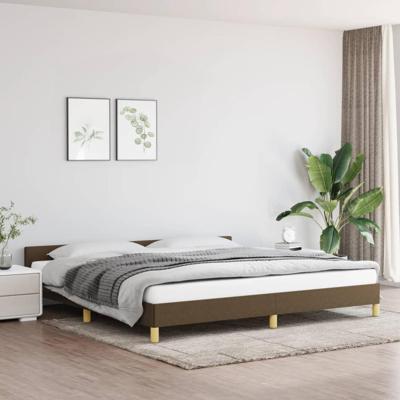Bedframe zonder matras stof donkerbruin 200x200 cm Bedframe zonder matras stof donkerbruin 200x200 cm