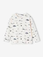 T-shirt jongens met bergthema-afbeeldingen ecru - thumbnail