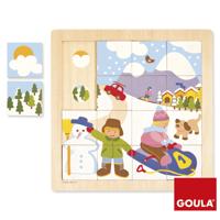Goula puzzel winter hout 16 stukjes - thumbnail