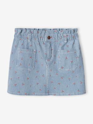 Gestreepte meisjesrok blauw, gestreept Gestreepte meisjesrok blauw, gestreept