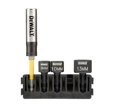DeWalt Accessoires Houder + IMPACT magnetische zeskantdoppen | 5 stuks | 8 mm, 10 mm, 13 mm + Flextorq schroefgeleider - DT70826-QZ