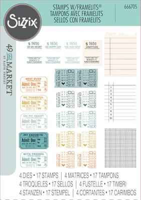 Sizzix • essentials clear stamp set a5 with framelits die forever journal 21pcs