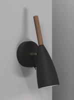 Wandlamp slaapkamerlamp zwart hout &apos;Pure 10&apos; modern gu10 met schakelaar DFTP - thumbnail