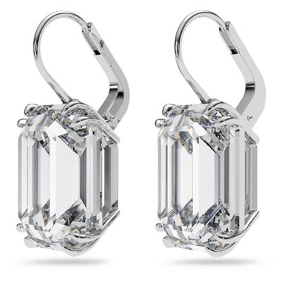 Swarovski 5636569 Oorhangers Millenia Octagon zilverkleurig-wit 10 x 22 mm - thumbnail