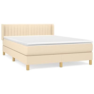 Boxspring met matras stof crèmekleurig 140x200 cm