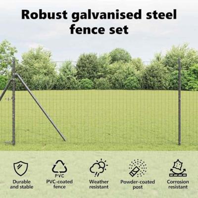 VidaXL Hek met paal grijs 1,4 x 10 m staal en pvc VidaXL Hek met paal grijs 1,4 x 10 m staal en pvc