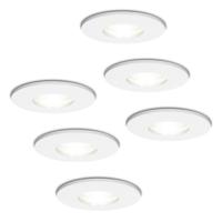 Set van 6 Barcelona - LED Inbouwspots - 5 Watt 400 lumen - 6000K Daglicht wit - GU10 - Dimbaar - Rond - IP44 voor badkamer, buiten en binnen - Wit - thumbnail