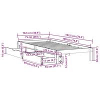 Bedframe met lades massief grenenhout wasbruin 75x190 cm - thumbnail