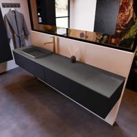 Badkamermeubelset Mondiaz Erin 200 cm met 2 Lades met RIDGE Wastafel Links Dark grey met 1 kraangat Greeploos Mat Urban - thumbnail