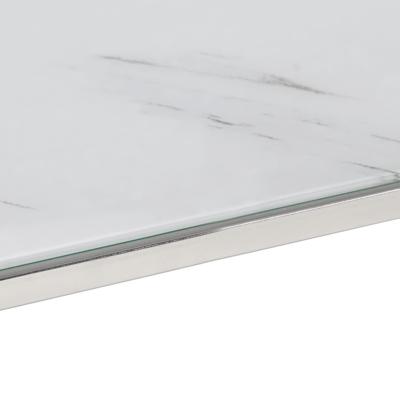 Salontafel roestvrijstaal en gehard glas zilverkleurig