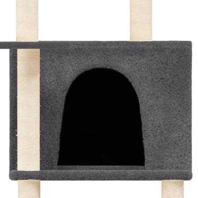 VidaXL Kattenmeubel met sisal krabpalen 166 cm donkergrijs