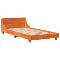 Bedframe zonder matras massief grenenhout wasbruin 75x190 cm - thumbnail