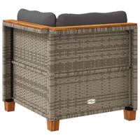Tuinhoekbank met kussens poly rattan grijs - thumbnail