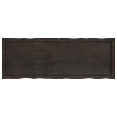 Tafelblad natuurlijke rand 140x50x(2-6)cm eikenhout donkerbruin