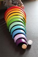 Small Foot houten bouwblokken regenboog xl, 14dlg. - thumbnail