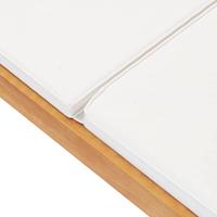 Ligbed met kussen massief teakhout crme - thumbnail