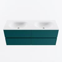 MONDIAZ VICA 130cm badmeubel onderkast Smag 4 lades. Wastafel MOON dubbel 2 kraangaten, kleur Talc. - thumbnail