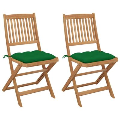 Tuinstoelen 2 st inklapbaar met kussens massief acaciahout